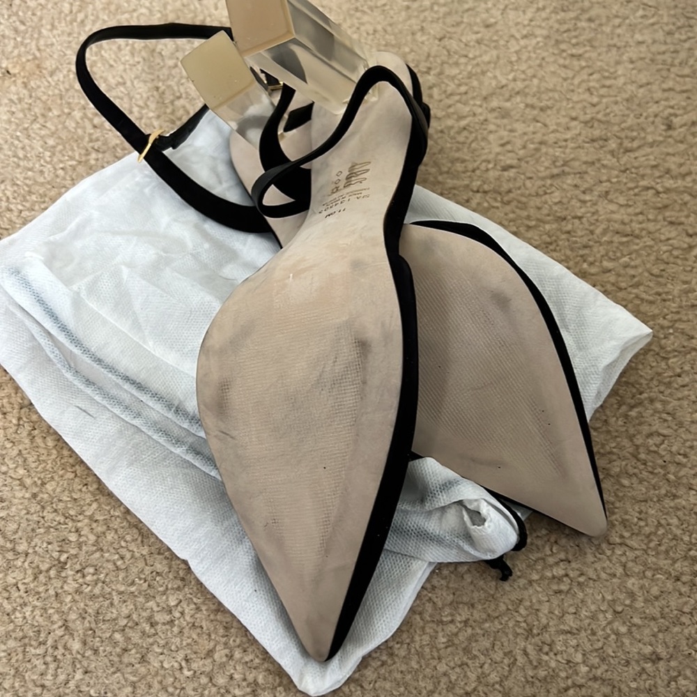 Saks fifth avenue pointed suede clear blocked heels - Picture 4 of 5